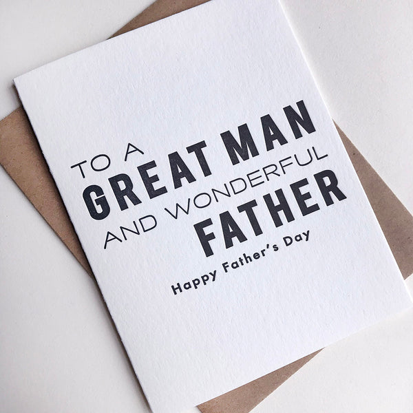 Great Man - Letterpress Father's Day Greeting Card