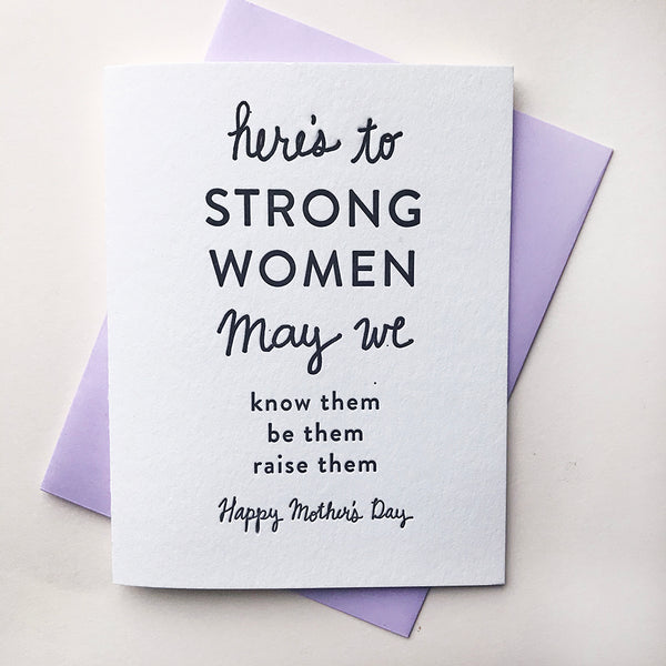 Strong Mother's Letterpress Mother's Day card