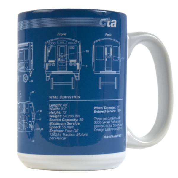 CTA Train Blueprint Mug - Steel Petal Press