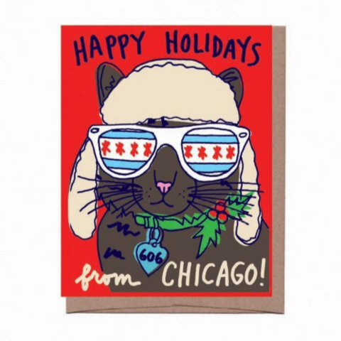 Chicago Holiday Cat Card