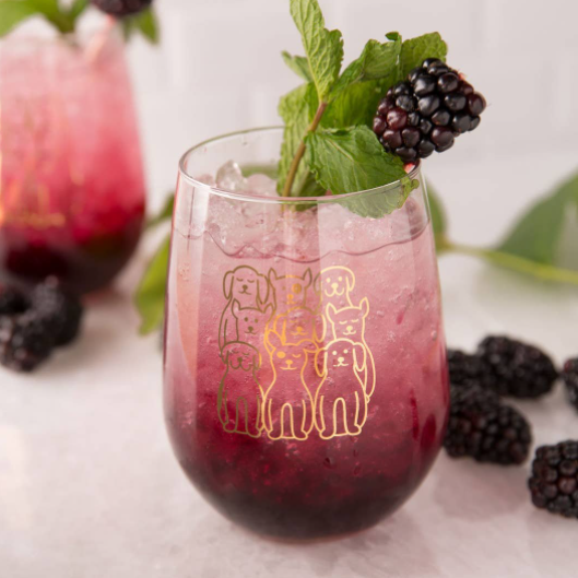 Dog Stemless Wine Glass