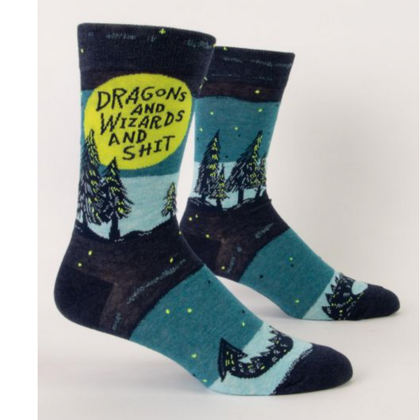 Mens Crew Socks - Dragons And Wizards And Shit