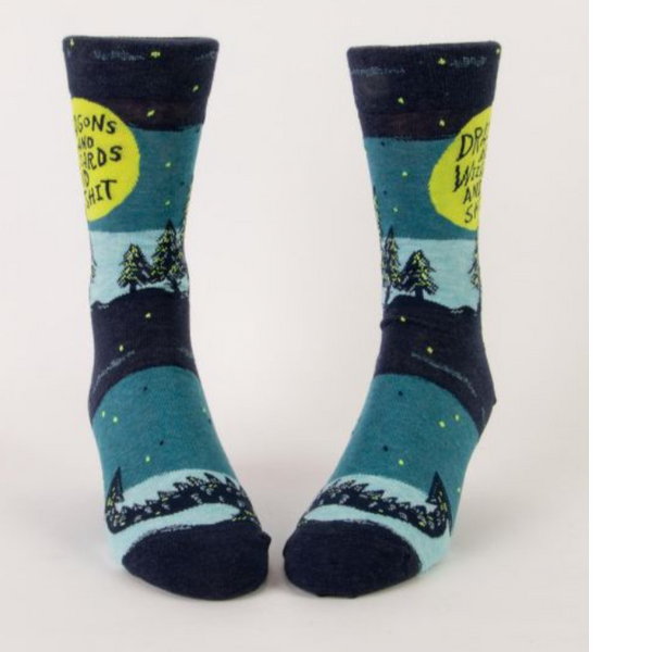 Mens Crew Socks - Dragons And Wizards And Shit