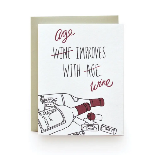 Age Improves With Wine Birthday Card