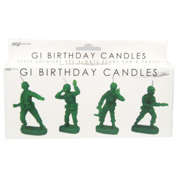 Green Soldier Set Of 4 Birthday Candles