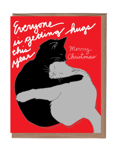 Cat Hugs Christmas Card
