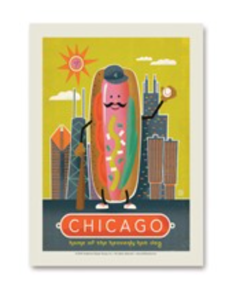 Chicago Hotdog Postcard or Sticker 