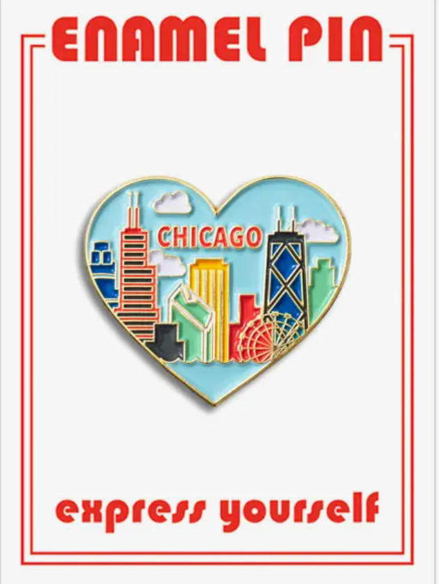Chicago Skyline Heart Pin