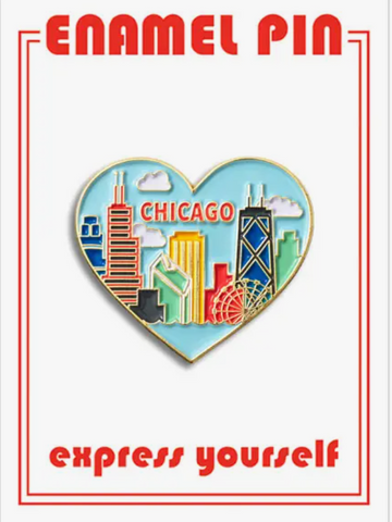 Chicago Skyline Heart Pin
