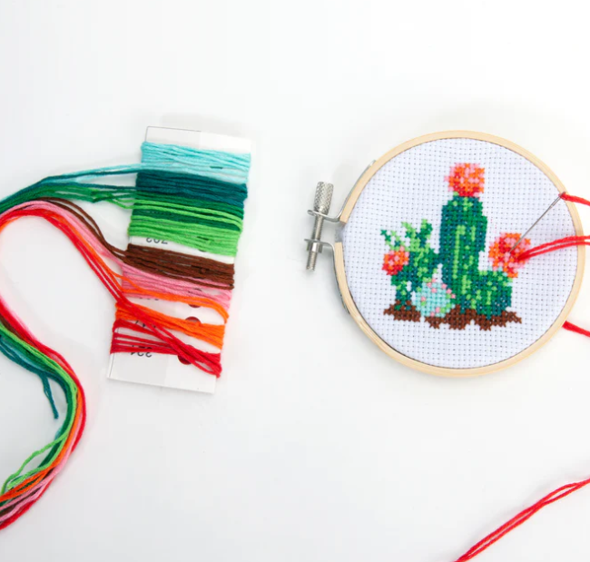 Mini Cross Stitch Embroidery Kits - Cat, Sunflowers, Rose, Butterfly, –  Steel Petal Press