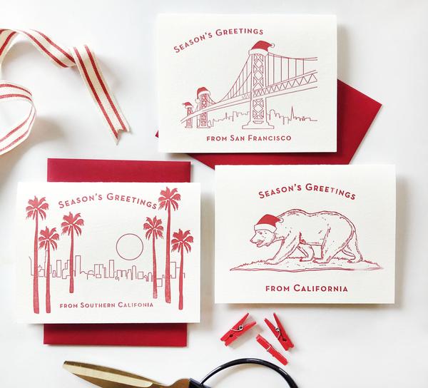 Seasons Greetings California Card - Steel Petal Press