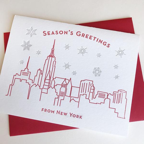 Seasons Greetings New York Card - Steel Petal Press