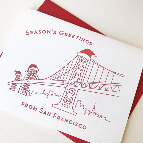 Seasons Greetings San Francisco Card - Steel Petal Press