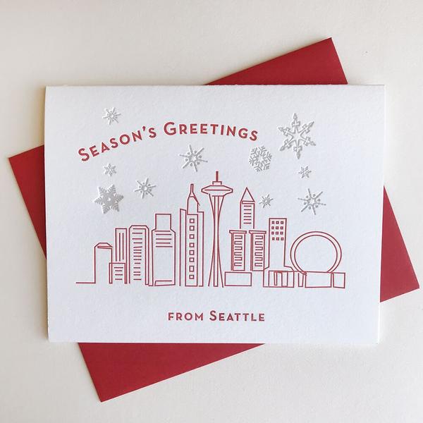 Seasons Greetings Seattle Card - Steel Petal Press