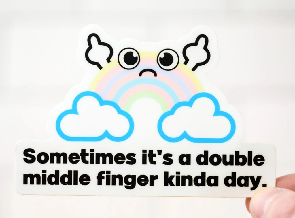 Middle Finger Rainbow Sticker