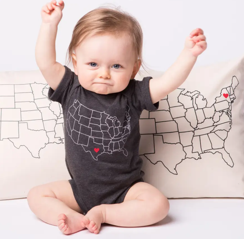 Illinois Chicago Love Grey USA Map Onesie