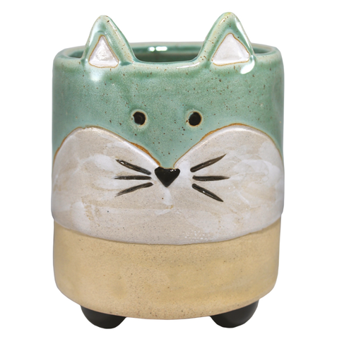 Green Fox Ceramic Planter