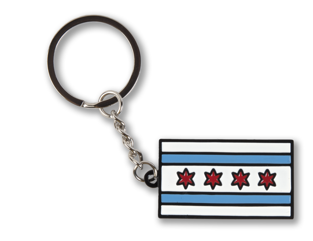 Chicago Flag Enamel Keychain