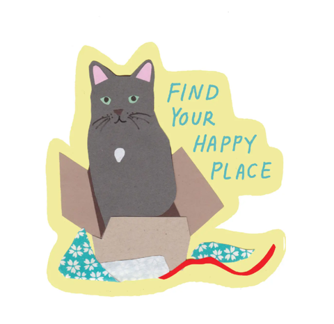 Happy Place Cat Sticker 