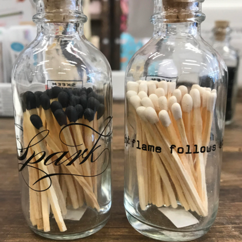 Small Matches in Glass Bottle