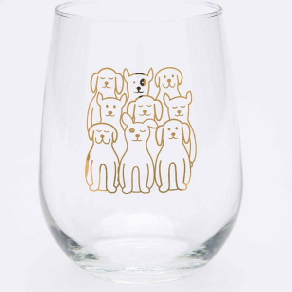 Dog Stemless Wine Glass
