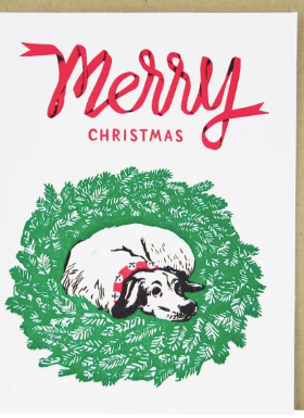 Dog Wreath Christmas Card